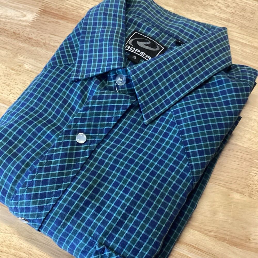 EUC Mens Roper Western Pearl Snap Long Sleeve Plaid Shirt - XL